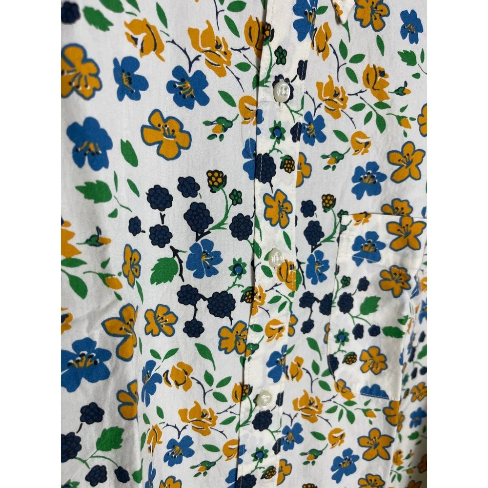 J.Crew Secret Wash Floral Cotton Button Down Shirt Men's Medium Classic